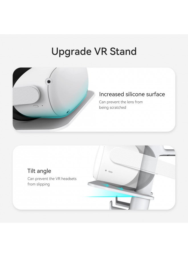 KIWI design KIWI design VR Stand Accessories Compatible with Quest 2/PSVR 2/Valve Index/HP Reverb G2/ Pico 4/Quest VR Headset and Touch ControllersNot Compatible with Quest 3Gray-White - Image 4