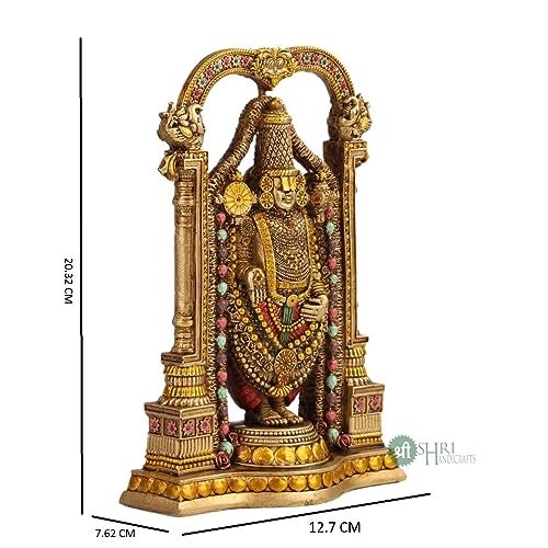INDICAST 8" Tirupati Balaji Fine Metal Finish Idol Decorative Showpiece Handcrafted Tirupati Balaji Murti for Home Office and Gifting Purpose Sculpture, Golden, Pack of 1 - Image 3