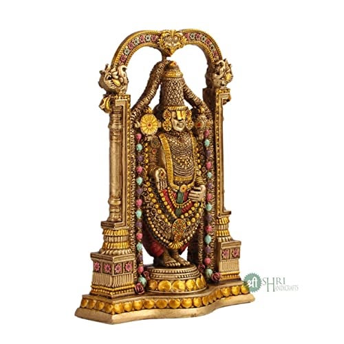 INDICAST 8" Tirupati Balaji Fine Metal Finish Idol Decorative Showpiece Handcrafted Tirupati Balaji Murti for Home Office and Gifting Purpose Sculpture, Golden, Pack of 1 - Image 2