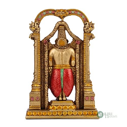 INDICAST 8" Tirupati Balaji Fine Metal Finish Idol Decorative Showpiece Handcrafted Tirupati Balaji Murti for Home Office and Gifting Purpose Sculpture, Golden, Pack of 1 - Image 4