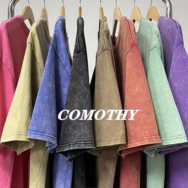 Loose Version Of 230G Cotton Retro Washed Old Light Version Of T-Shirt Short Sleeve Tide Brand Diy Custom - Image 3