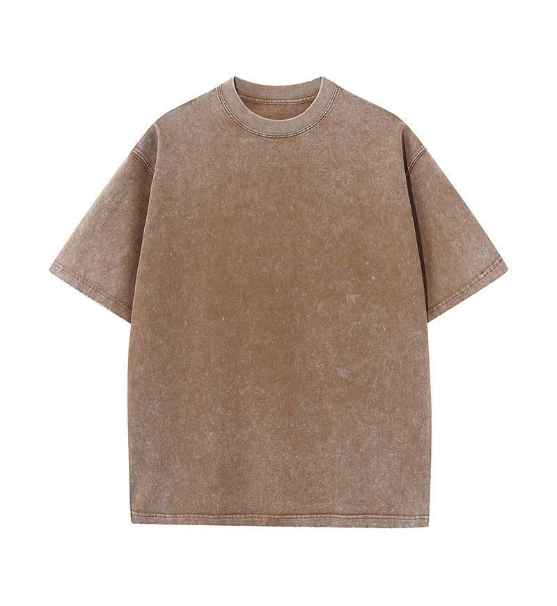 Loose Version Of 230G Cotton Retro Washed Old Light Version Of T-Shirt Short Sleeve Tide Brand Diy Custom - Image 1