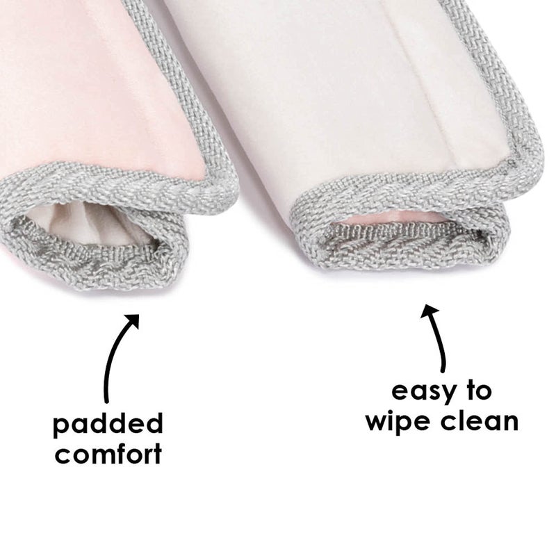 Diono Soft Wraps Car Seat Straps, Shoulder Pads for Baby, Infant, Toddler, 2 Pack Reversible Soft Seat Belt Cushion and Stroller Harness Covers Helps Prevent Strap Irritation, Pink - Image 4