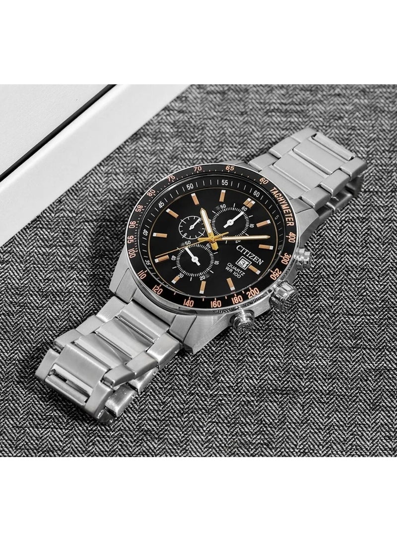 CITIZEN Chronograph AN3681-57E Men’s Watch,  44 mm Black Dial, Stainless Steel Case & Bracelet, 100 m WR - Image 4