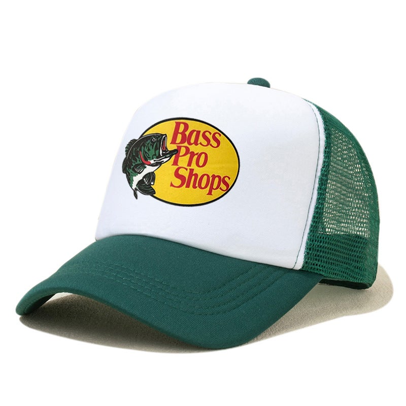 Bass Pro Shops Trucker Cap Outdoor Sun Protection White Green 