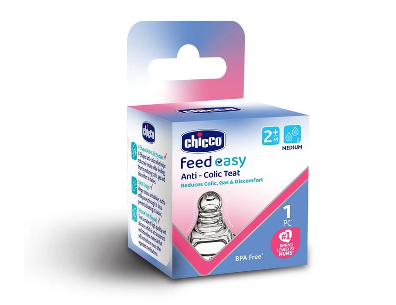CHICCO Feed Easy Teat 2M+ Medium SIL 1PC India - Image 1