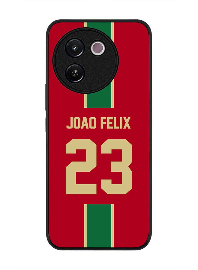 Stylizedd Rugged Black edge case for Vivo V30e, Slim fit Soft Case Flexible Anti Drop TPU Gel Thin Cover - Football Team - Portugal, Player Name - Joao Felix - Image 1