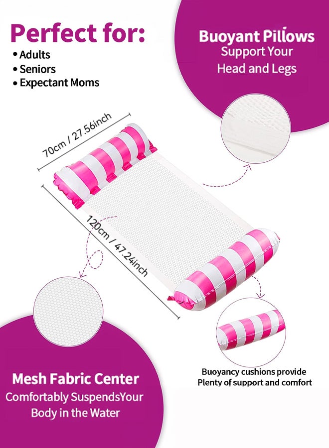 شبيلي العنوان مجموعة ٤ قطع عوامة أرجوحة مائية قابلة للنفخ كرسي عائم أريكة مسبح عوامة، تصميم ٤-في-١ من PVC مع شبكة أرجوحة وكرسي وسرج وعائم مع منفاخ يدوي، للمسبح والشاطئ والبحيرة للكبار والمراهقين صيفًا - Image 2