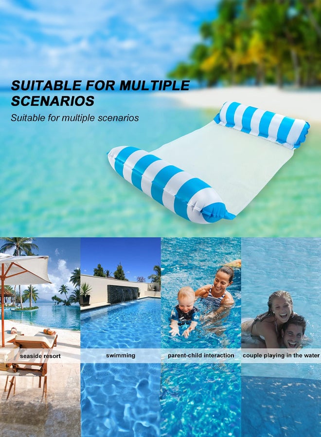 شبيلي العنوان مجموعة ٤ قطع عوامة أرجوحة مائية قابلة للنفخ كرسي عائم أريكة مسبح عوامة، تصميم ٤-في-١ من PVC مع شبكة أرجوحة وكرسي وسرج وعائم مع منفاخ يدوي، للمسبح والشاطئ والبحيرة للكبار والمراهقين صيفًا - Image 3