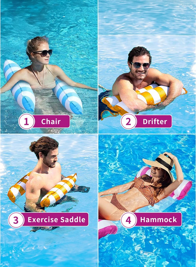 شبيلي العنوان مجموعة ٤ قطع عوامة أرجوحة مائية قابلة للنفخ كرسي عائم أريكة مسبح عوامة، تصميم ٤-في-١ من PVC مع شبكة أرجوحة وكرسي وسرج وعائم مع منفاخ يدوي، للمسبح والشاطئ والبحيرة للكبار والمراهقين صيفًا - Image 5