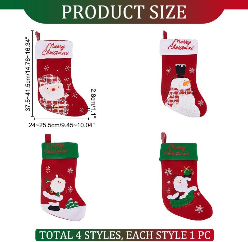كلاراكو جوارب عيد الميلاد المخصصة من Klarako بأربعة أنماط، جوارب سانتا كلوز لعيد الميلاد، جوارب بنمط رجل الثلج، ديكورات موسم العطلات العائلية، حقيبة هدايا حلوى خاصة لتعليق شجرة عيد الميلاد - Image 2