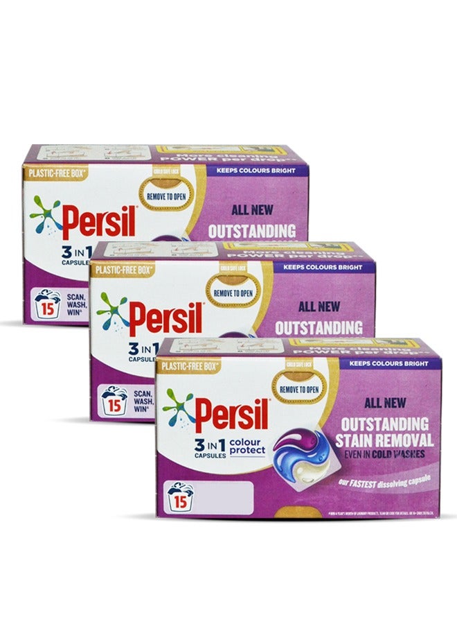 Persil Laundry Detergent Liquid 15 Capsules 3x316g - Image 1