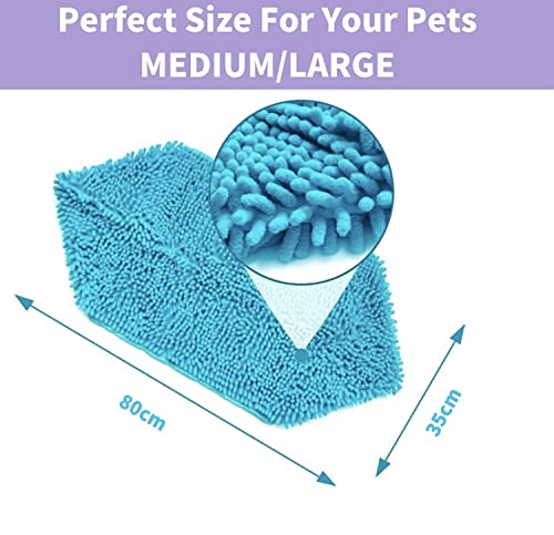 KUTKUT Super Absorbent Quick-Drying Microfiber Texture Soft Fluffy Pet Towel with Hand Pockets | Ultra Absorbent Pet Warm Bath Towels for Small, Medium Dogs and Cats (Blue, Size: 80cm x 30cm) - Image 5