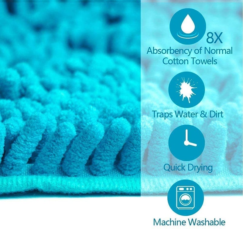 KUTKUT Super Absorbent Quick-Drying Microfiber Texture Soft Fluffy Pet Towel with Hand Pockets | Ultra Absorbent Pet Warm Bath Towels for Small, Medium Dogs and Cats (Blue, Size: 80cm x 30cm) - Image 3