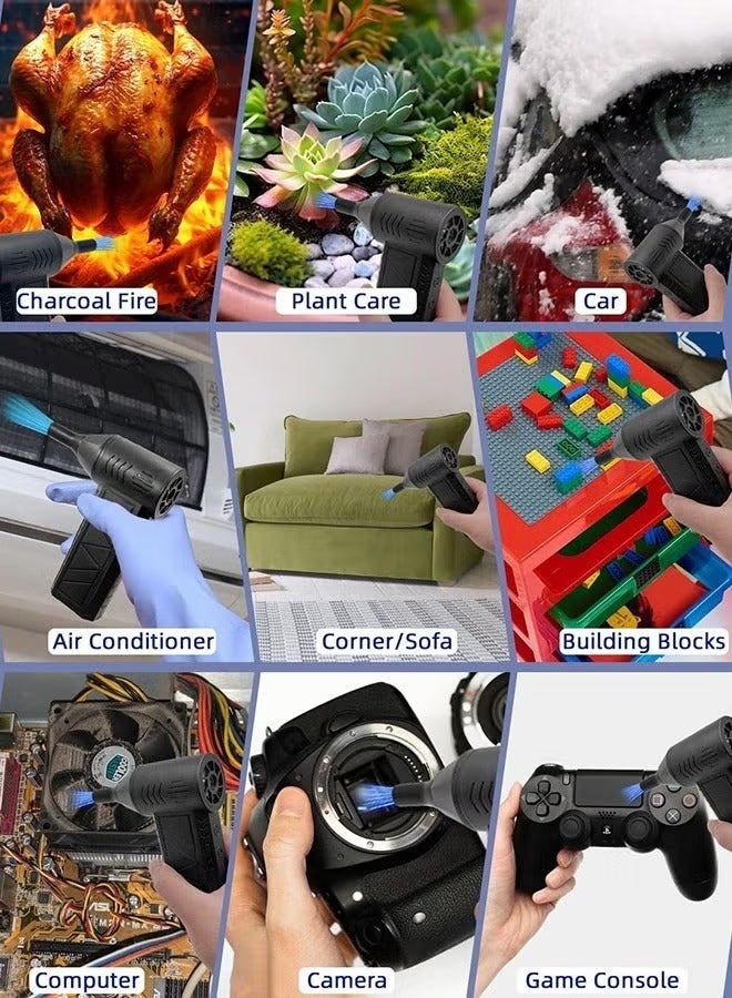 Anna&Mo Professional Electric Air Duster 130000 RPM – Portable Cordless Jet Blower with 3 Adjustable Speeds, Type-C Rechargeable, Ideal for Car, Computer, Keyboard & Camera Lens Cleaning (Black) - Image 5