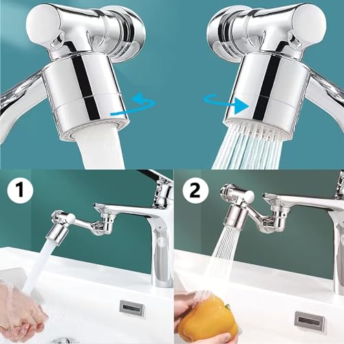 SHUTTLE ART 1pc 1080° Universal Plastic Rotation Faucet Extender, Large-Angle Rotating Robotic Arm Water Nozzle Faucet Adaptor, Non-Splashing Water Faucets Fitter, for Face, Eye - Image 3