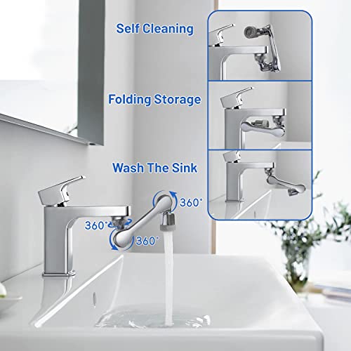 SHUTTLE ART 1pc 1080° Universal Plastic Rotation Faucet Extender, Large-Angle Rotating Robotic Arm Water Nozzle Faucet Adaptor, Non-Splashing Water Faucets Fitter, for Face, Eye - Image 2