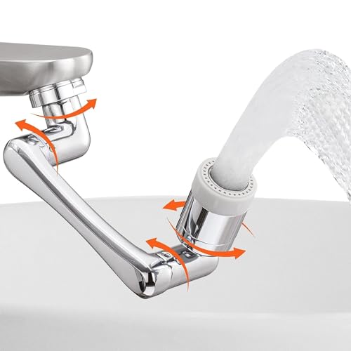 SHUTTLE ART 1pc 1080° Universal Plastic Rotation Faucet Extender, Large-Angle Rotating Robotic Arm Water Nozzle Faucet Adaptor, Non-Splashing Water Faucets Fitter, for Face, Eye - Image 1