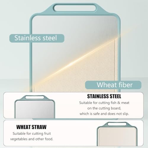 WINKELEN 2in1 Large Steel Chopping Cutting Board for Kitchen | Double Sided Stainless Steel Heavy-Duty Cutting Board for Vegetables, Fruits Cutter, Meats | Eco-Friendly and Anti-Microbial (41 x 33cm) - Image 3