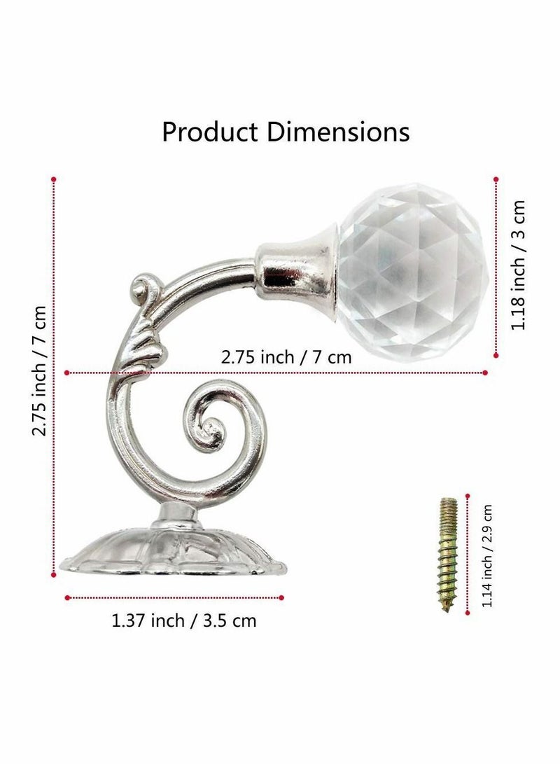 Y&D Clear Crystal Curtain Holdbacks Wall Mounted Tassel Tieback Hook Drapery Tiebacks Clothes Coat Hat Towel Hanger Holder (Silver) 2PCS - Image 4