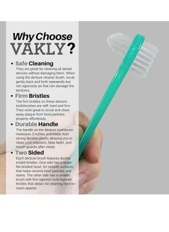 Vakly Vakly Denture Brush [Pack of 10] Individually Bagged 4.25 inch Denture Brushes with Hard Firm Flat Bristled Heads for Cleaning Dentures, Retainers, False Teeth, Clear Braces, and Mouth Guards  - Image 2