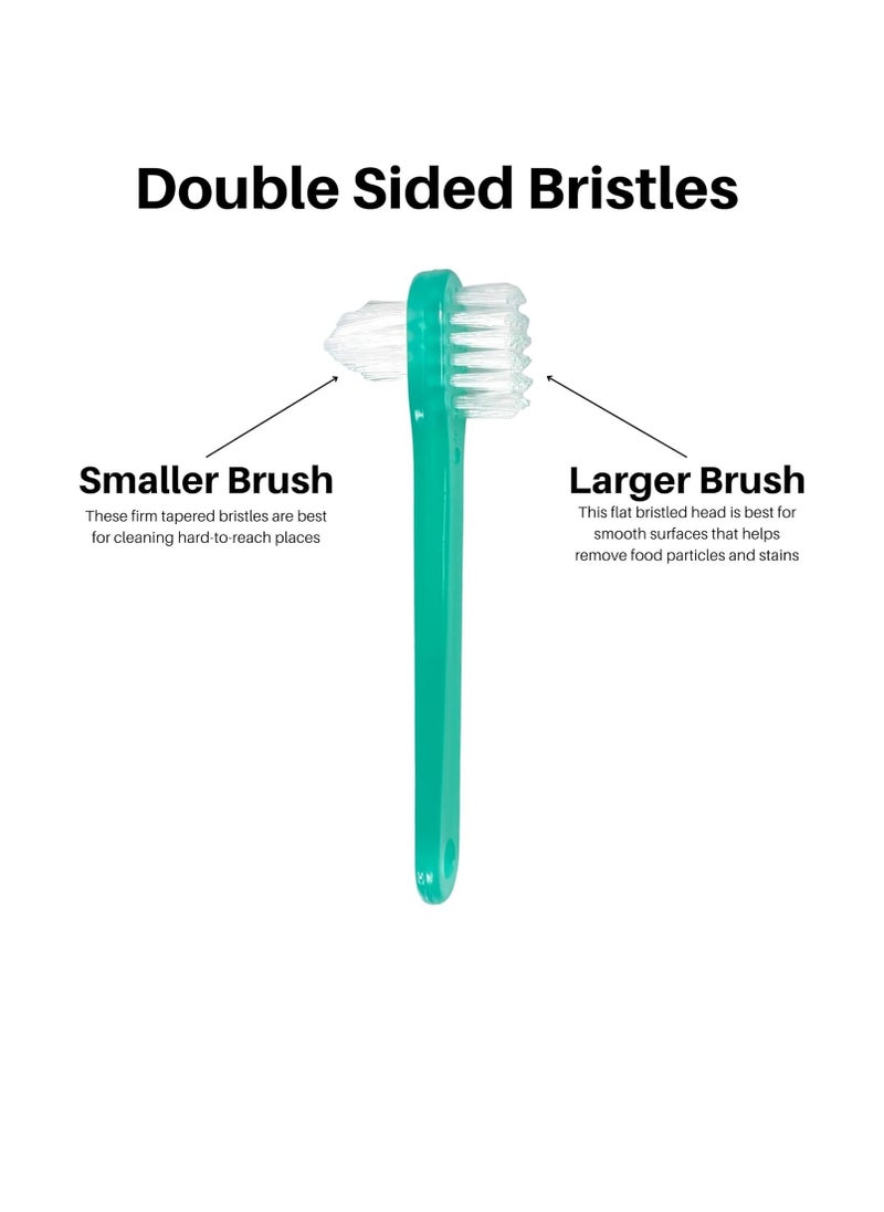 Vakly Vakly Denture Brush [Pack of 10] Individually Bagged 4.25 inch Denture Brushes with Hard Firm Flat Bristled Heads for Cleaning Dentures, Retainers, False Teeth, Clear Braces, and Mouth Guards  - Image 3