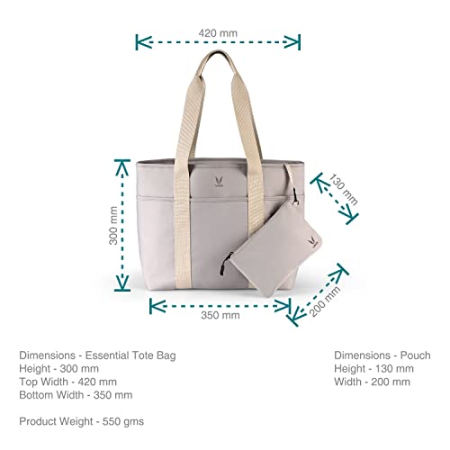 VAYA Essential Tote Bags for Women, Lightweight Handbags, Multipurpose Hand Bag for Work, Travel & Everyday Use, Comes with Detachable External Pouch, Color - Plush Taupe - Image 5