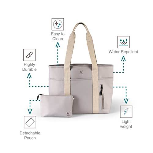 VAYA Essential Tote Bags for Women, Lightweight Handbags, Multipurpose Hand Bag for Work, Travel & Everyday Use, Comes with Detachable External Pouch, Color - Plush Taupe - Image 3