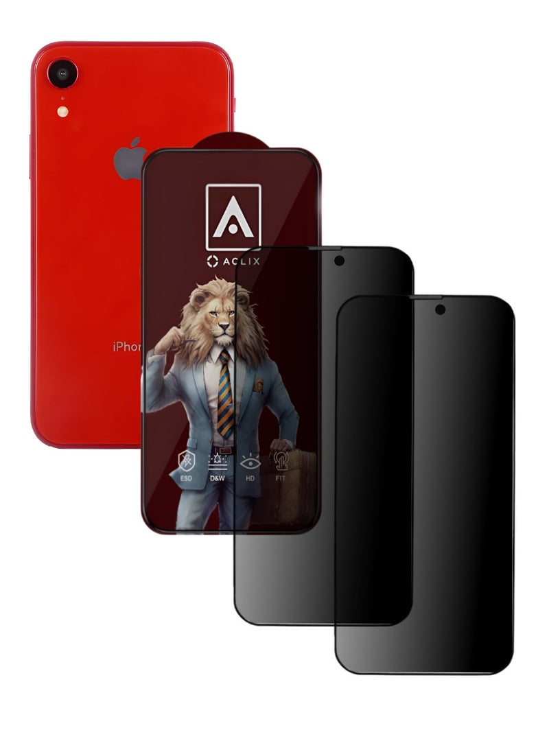 ACLIX 2 Pieces Antistatic ESD Dustproof Premium Quality High Definition Anti-Spy Privacy Tempered Glass Screen Protector Designed For  iPhone XR - Image 1