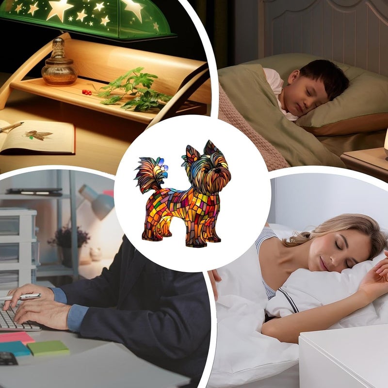 Dog Lamp: Multi-Colic , Dog Series Art Nightlight, Hand-Painted Resin Animal Themed Lamp | Pet Memorial Decoration, Multifu Ambient Lighting - Image 5