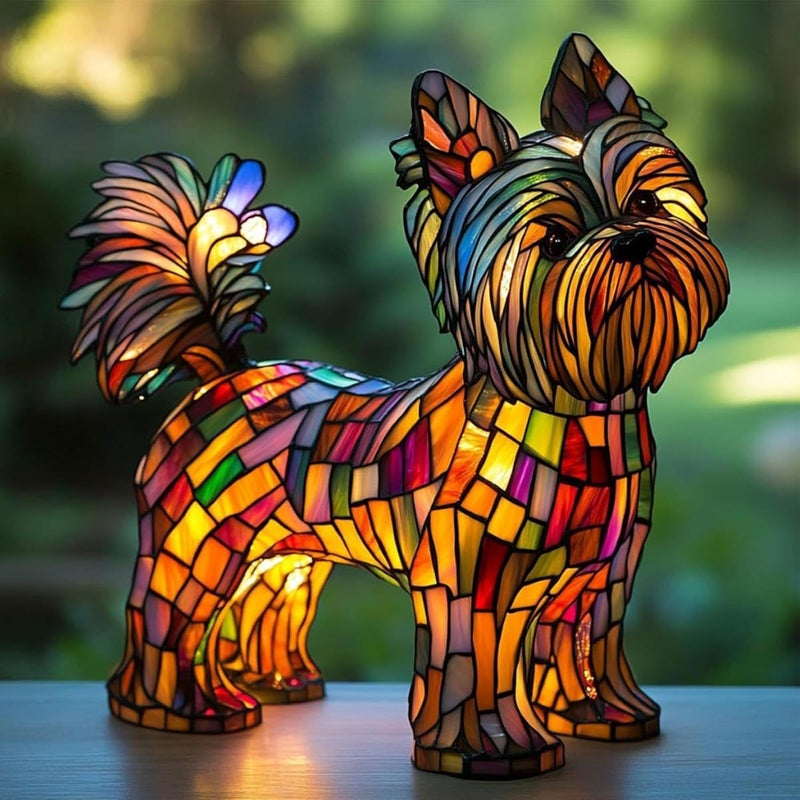 Dog Lamp: Multi-Colic , Dog Series Art Nightlight, Hand-Painted Resin Animal Themed Lamp | Pet Memorial Decoration, Multifu Ambient Lighting - Image 4