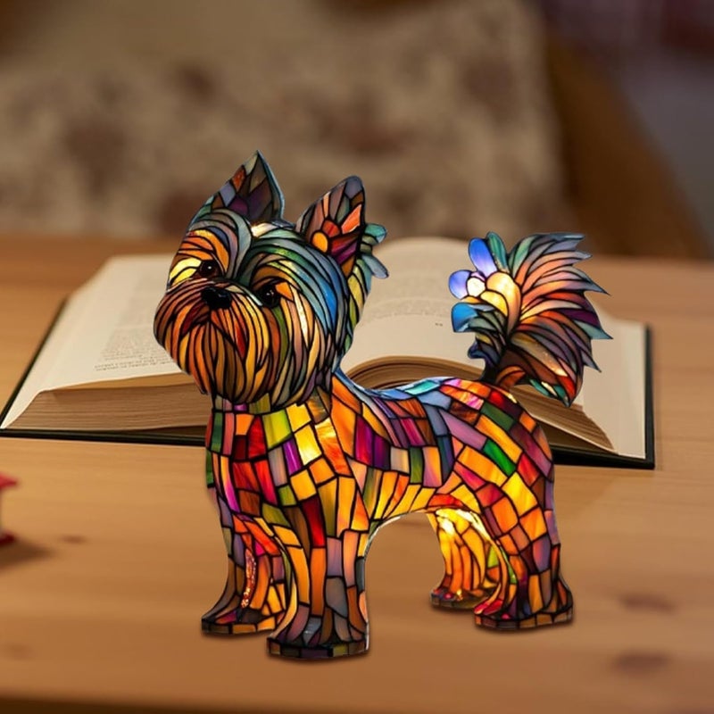 Dog Lamp: Multi-Colic , Dog Series Art Nightlight, Hand-Painted Resin Animal Themed Lamp | Pet Memorial Decoration, Multifu Ambient Lighting - Image 2