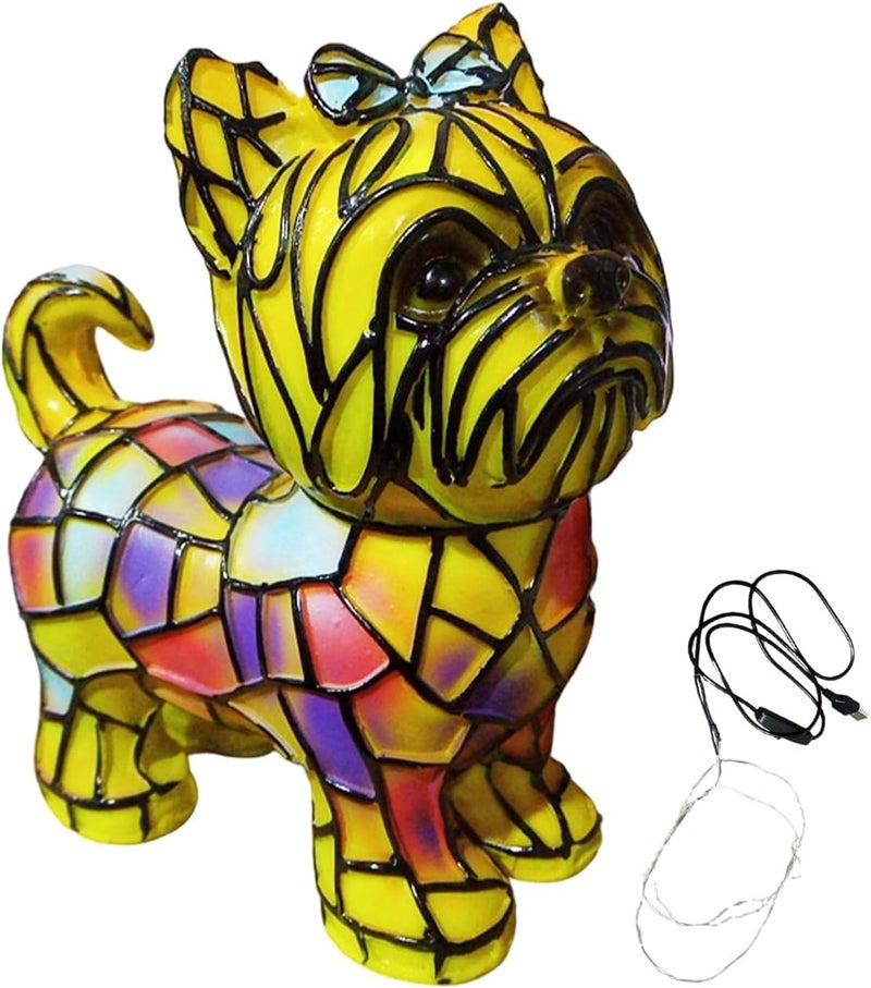 Dog Lamp: Multi-Colic , Dog Series Art Nightlight, Hand-Painted Resin Animal Themed Lamp | Pet Memorial Decoration, Multifu Ambient Lighting - Image 1
