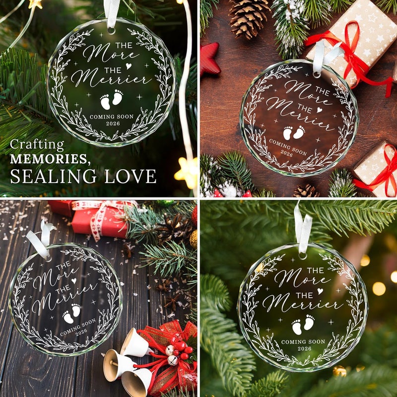 HEXMOZ Christmas Pregnancy Announcement Ornament for Grandparents, Husband, Family, Grandma, Aunt - Baby Coming Soon Announcement Ornament - Expecting Parents to Be Unique Gifts - Glass Ornaments - Image 4