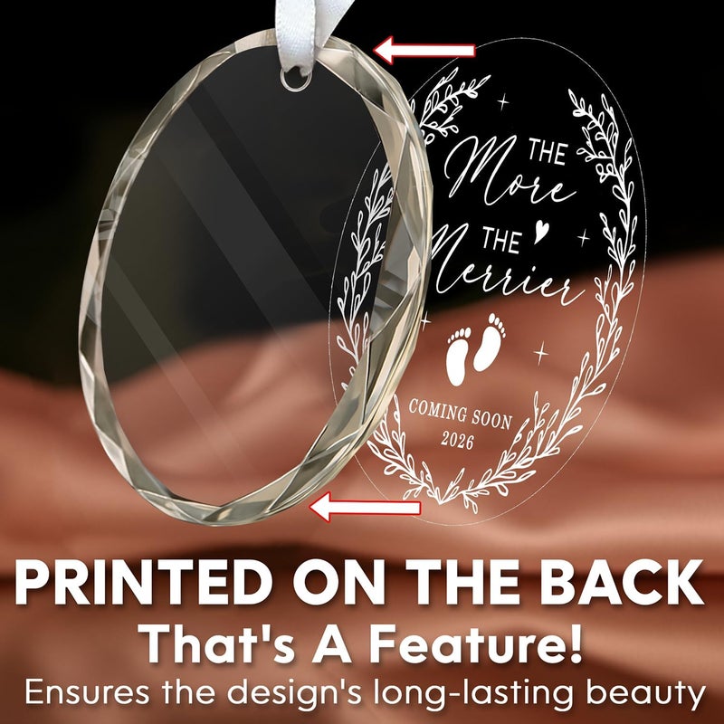 HEXMOZ Christmas Pregnancy Announcement Ornament for Grandparents, Husband, Family, Grandma, Aunt - Baby Coming Soon Announcement Ornament - Expecting Parents to Be Unique Gifts - Glass Ornaments - Image 2