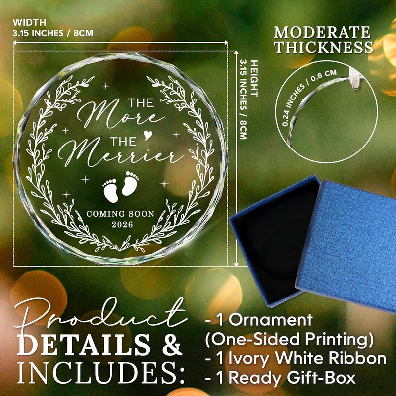 HEXMOZ Christmas Pregnancy Announcement Ornament for Grandparents, Husband, Family, Grandma, Aunt - Baby Coming Soon Announcement Ornament - Expecting Parents to Be Unique Gifts - Glass Ornaments - Image 3