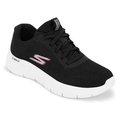 Skechers Womens GO Walk Flex Black White Lifestyle Slip On Shoe - Image 5
