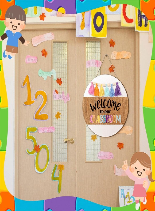 Lineshading Classroom Teacher Door Sign Back to School Wreath for Front Decor Wall Hanging Decor with Beads Tassels Boho Welcome to Our Classroom Door Hanger Decoration for Girl Style Bulletin Board - Image 5