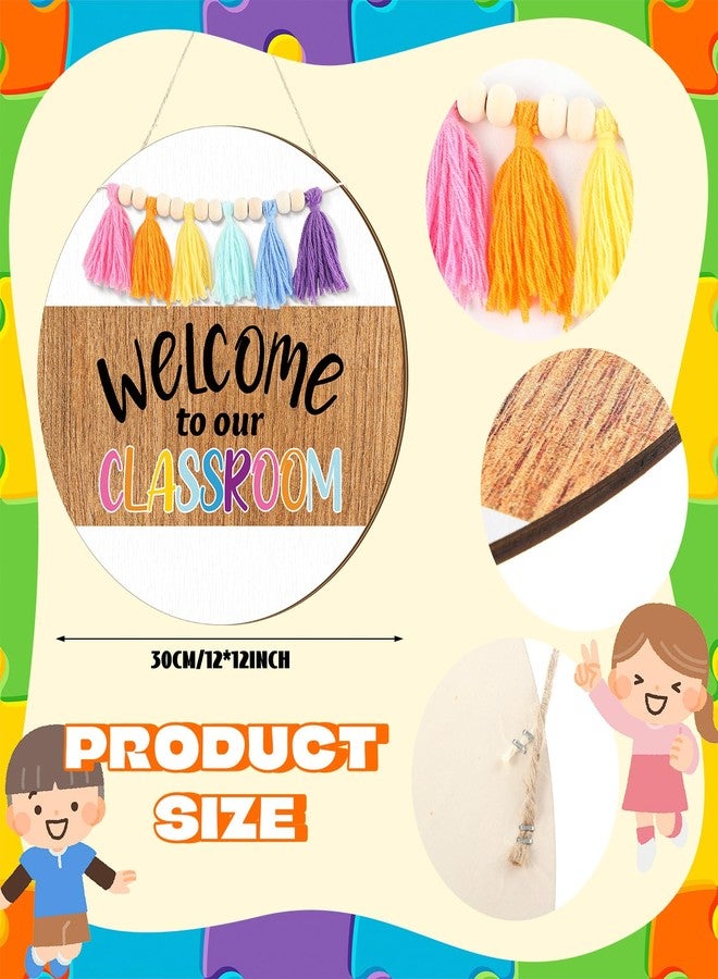 Lineshading Classroom Teacher Door Sign Back to School Wreath for Front Decor Wall Hanging Decor with Beads Tassels Boho Welcome to Our Classroom Door Hanger Decoration for Girl Style Bulletin Board - Image 3