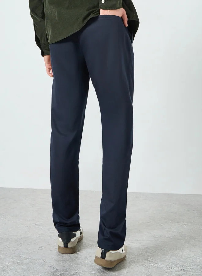 Styli Navy Blue Men Navy Blue Stretch Regular Fit Trousers for Men | Best Price UAE