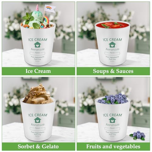 cyrico Ice Cream Containers with Silicone Lids for Homemade Ice Cream, 4 Pack 1 Quart Each Reusable Sorbet Frozen Yogurt Storage Containers Set BPA Free Stackable Leakproof Dishwasher Freezer Safe - Image 4