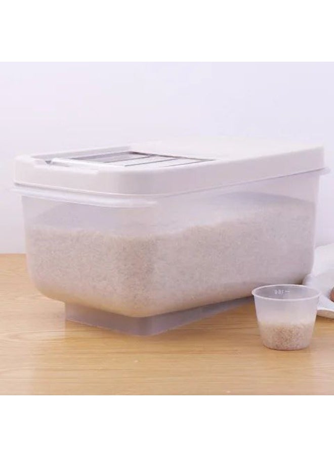 Dunya Plastik - Dunia Offwhite Grain/Cereal Container 7.5L with Slide Lid - Storage Solution - BPA-Free - L=34.5cm W=19cm H=18cm - Image 1