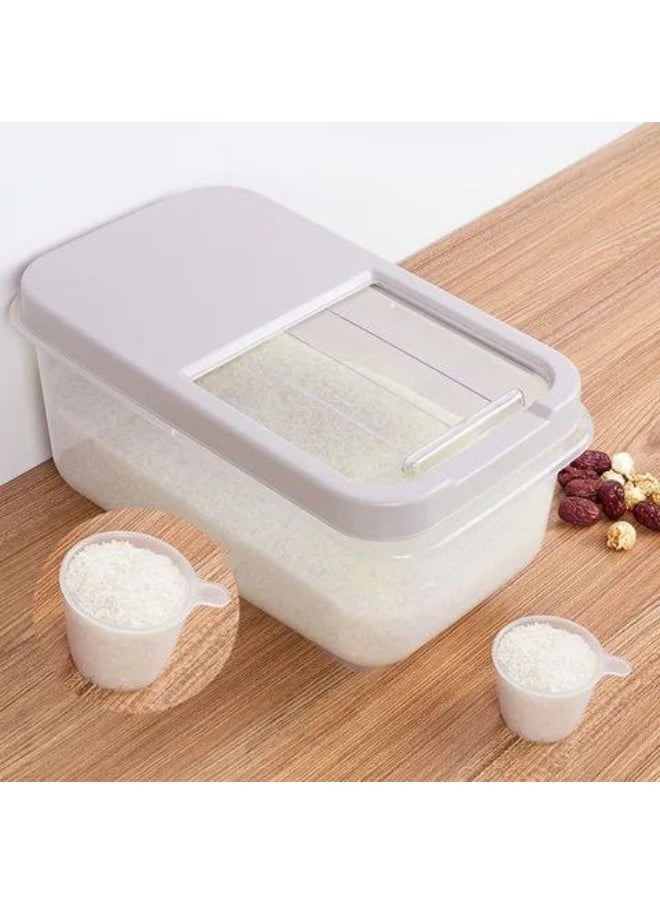Dunya Plastik - Dunia Offwhite Grain/Cereal Container 7.5L with Slide Lid - Storage Solution - BPA-Free - L=34.5cm W=19cm H=18cm - Image 1