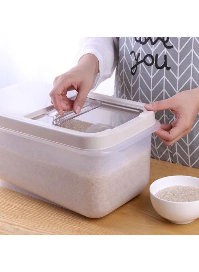Dunya Plastik - Dunia Offwhite Grain/Cereal Container 7.5L with Slide Lid - Storage Solution - BPA-Free - L=34.5cm W=19cm H=18cm - Image 1