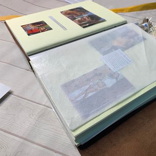 Rustic Town Genuine Leather Photos Album (Handmade Paper) with Gift Box - Scrapbook Style Pages Holds 4x6 or 5x7 inches - Birthday, Memories, Wedding Photos (Brown, Large) - Image 5