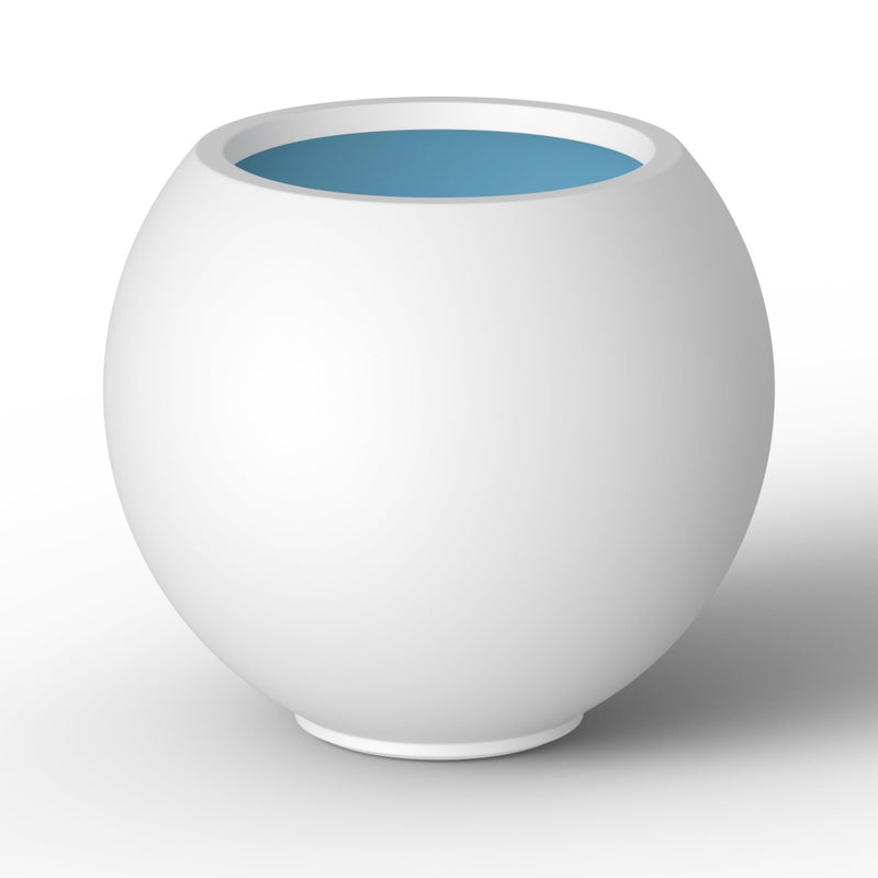 Kante Round Concrete Flower Pot, 11 Inch Dia (7.9" Opening) Sphere Shape Design Planter with Drainage Hole and Rubber Plug for Indoor & Outdoor Plants, White Finish with Painted Interior - Image 1