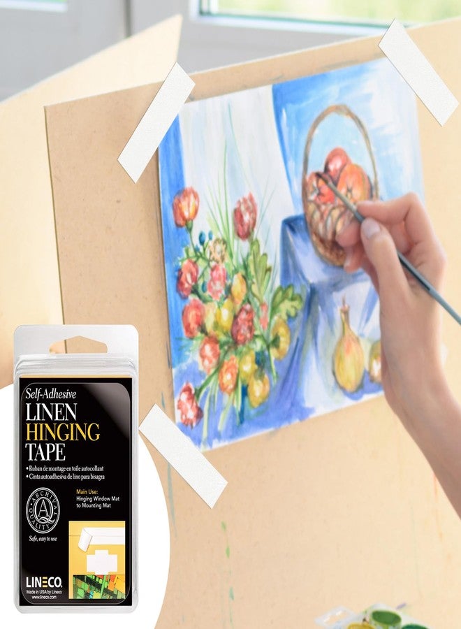 Lineco Self-Stick Linen Hinging Tape, Attaching Mats to Backboard, Hinge Heavy Artwork, Non-Yellowing, Strong, Neutral pH Acrylic Adhesive. Acid-Free White Cloth, 1.25" x 12', Pack of 1 - Image 5