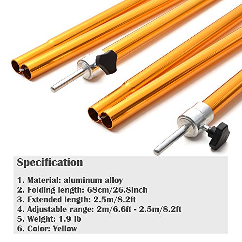 Odoland Adjustable Telescoping Aluminum Tarp and Tent Poles Set of 2 - Collapsible Lightweight for Camping, Backpacking, Hammocks, Sun Shade Shelters, and Awnings - Image 3