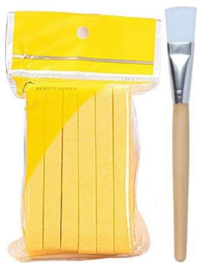 TWIREY Facial Cleaning Wash Puff Sponge 12 Stick Face Cleansing Pad Softyellow & 1 Professional Flat Face Pack Brush - Image 3