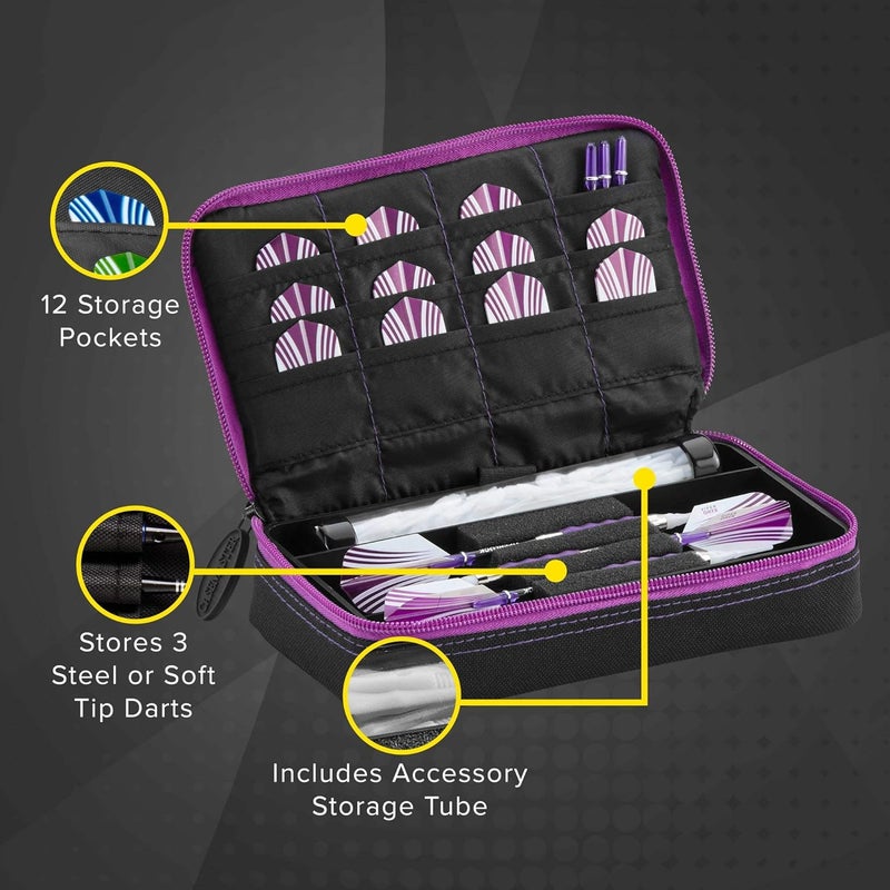 CASEMASTER Plazma Dart Case for Soft and Steel Tip Darts, Holds 3 Darts and Features Built-In Storage Tube and Pockets for Flights, Tips, Shafts, and Personal Items - Image 3